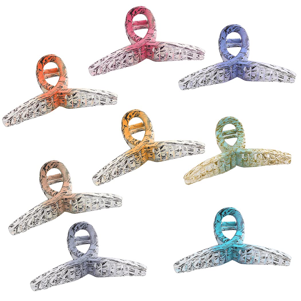 Elegant 8PCS Large Hair Claw Clips with Interlocking Teeth - Decorative Hair Jaw Clips Barrettes for Women & Girls - Perfect for Updos, Ponytails & Everyday Hairstyles