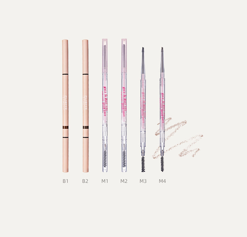 FLORTTE Rotating Dual Ended Fine Brow Pencil - Ultra Thin Brow Pencil for Natural Looking Brows, Waterproof & Long Lasting - Perfect for Eyebrow Shaping, Filling, and Everyday Makeup