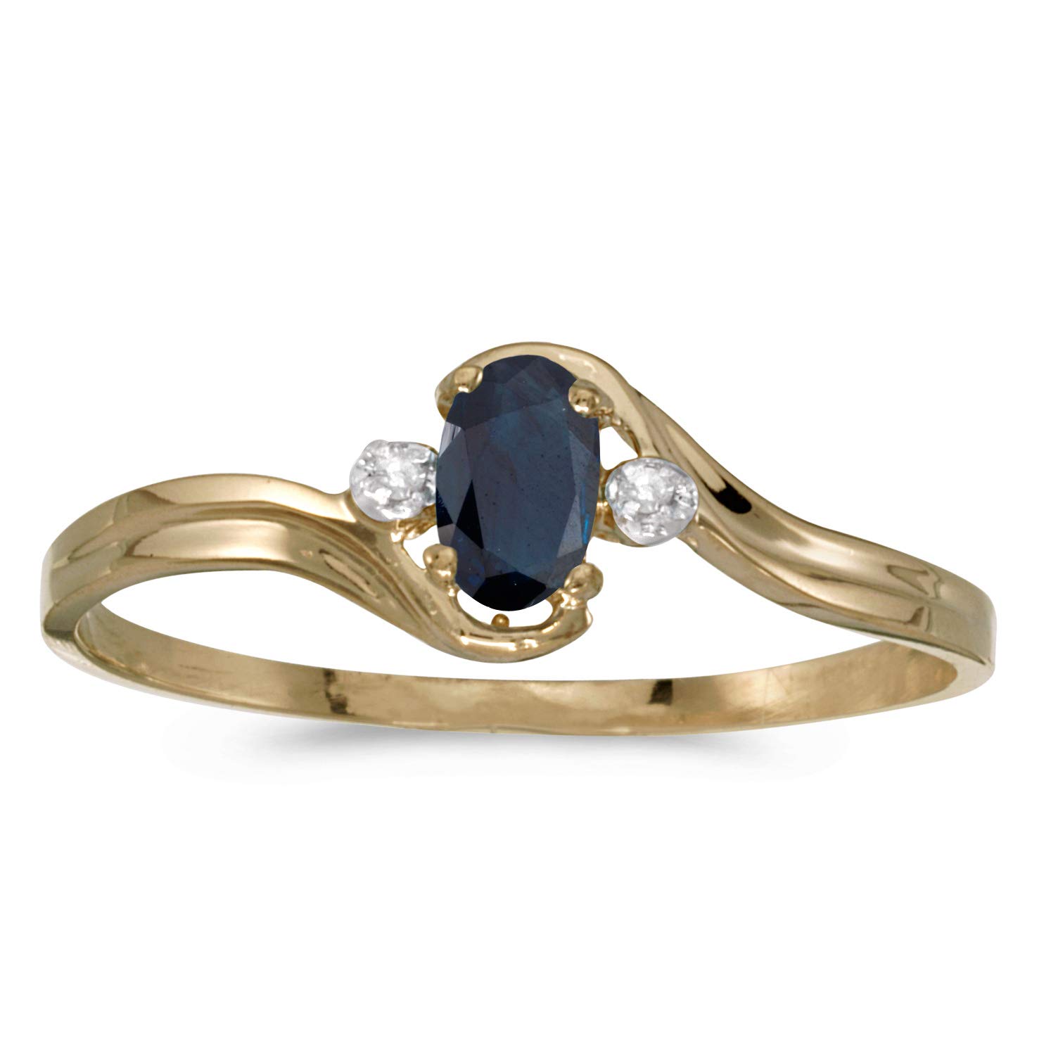 10K Yellow Gold Oval Sapphire and Diamond Ring for Women - Elegant Engagement, Wedding, Anniversary Jewelry Gift