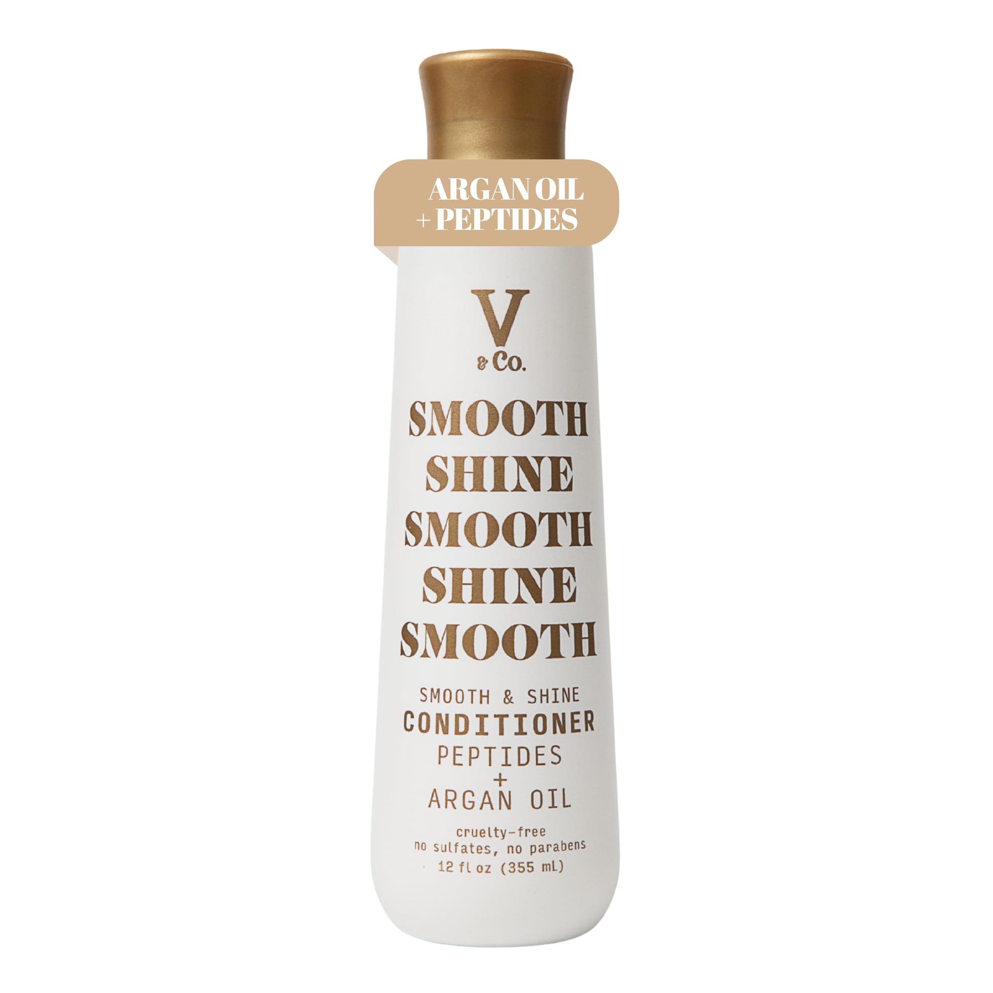 V&Co. Beauty Smooth & Shine Conditioner with Peptide Technology - Sulfate Free, Color Safe Hair Treatment for All Hair Types (12 oz) | Daily Moisturizing & Frizz Control for Silky, Healthy-Looking Hair