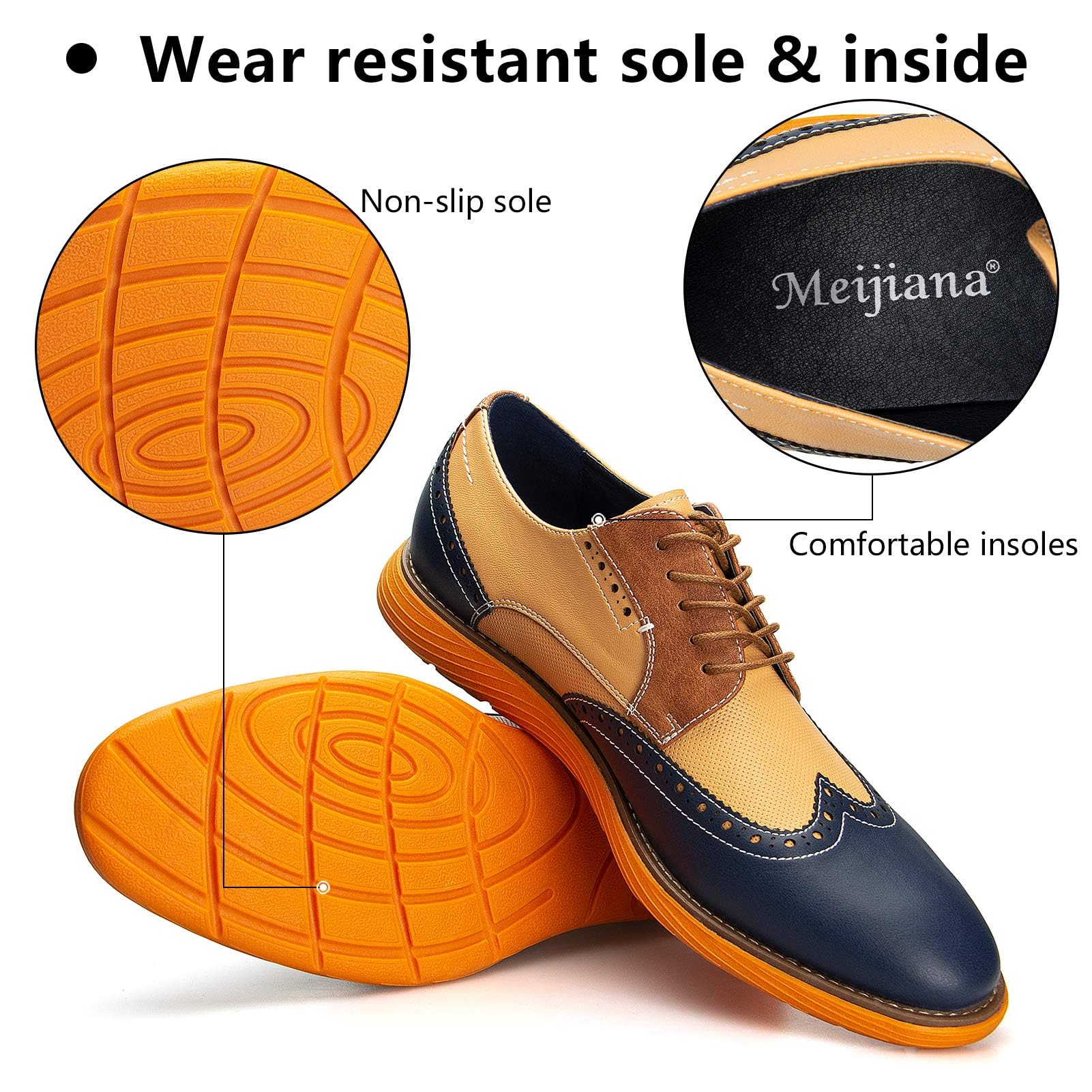 Meijiana Men's Oxford Dress Shoes - Lightweight Lace-Up Formal Shoes for Business & Wedding | Comfortable Office & Evening Wear