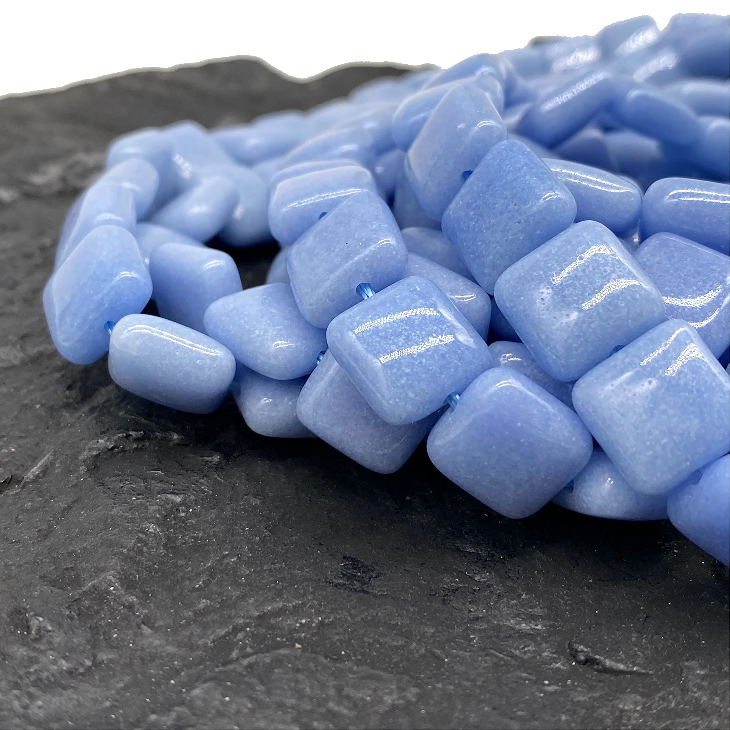 ABCGEMS Glow in The Dark Mexican Blue Aragonite Beads (Cave Calcite) - Rare 12mm Smooth Square Crystal Beads for Chakra Healing, DIY Jewelry Making - Perfect for Bracelets, Necklaces & Rings - Ideal for Meditation, Energy Work & Spiritual Gifts