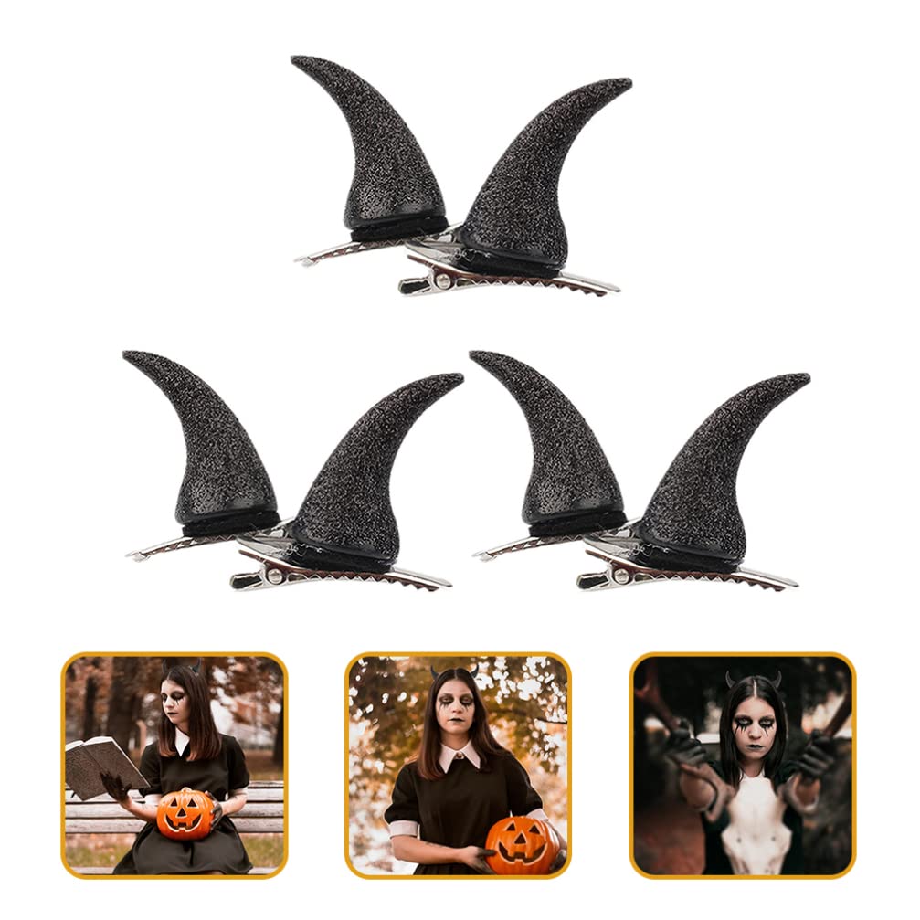 LALAFINA 3 Pairs Gothic Devil Horn Hair Clips for Women - Cosplay Horn Hairpins, Halloween Costume Accessories, Gothic Hair Clips for Parties & Themed Events