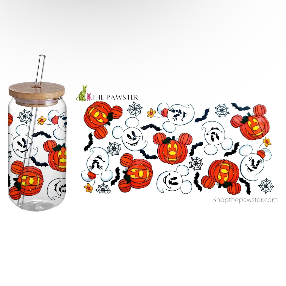 117mm Halloween Pumpkin & Ghost Design 16oz Insulated Cup Wrap - Perfect for Spooky Parties, Fall Decor & Coffee Lovers