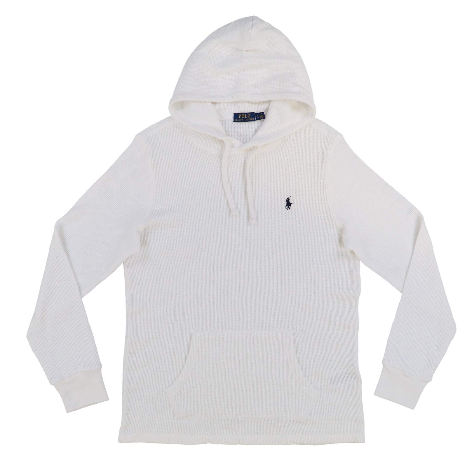 Polo Ralph Lauren Men's Waffle Hooded Long Sleeve T-Shirt - Comfortable Cotton Blend Pullover (Size L, White) | Perfect for Casual Wear, Layering & Outdoor Activities