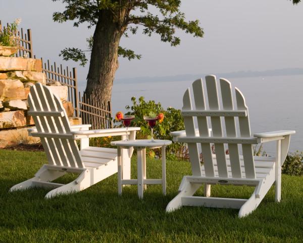 Polywood Classic Folding Adirondack Chair 3-Piece Set - Outdoor Patio Furniture for Deck, Poolside & Garden Relaxation
