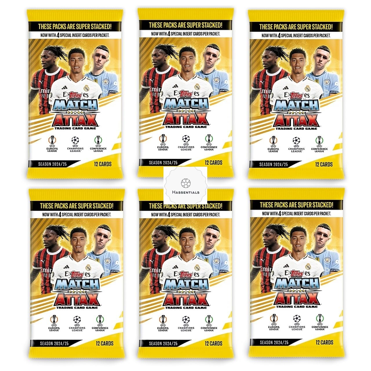 Topps Match Attax 2024/2025 Premier League Soccer Trading Cards - 6 Packet Bundle with Hassentials Sticker | Collectible Football Cards for Kids & Adults | Perfect for Trading, Gifts & Card Game Nights