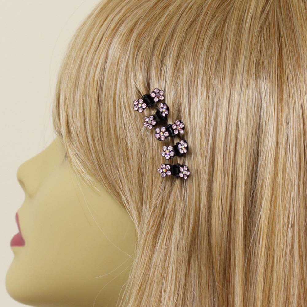 Small Decorative Hair Jaw Clips - Mini Petals Rhinestone Crystal Hair Claw Clips Set of 5 (Purple) | Perfect for Women's Hairstyles, Bridal Accessories & Everyday Hair Styling