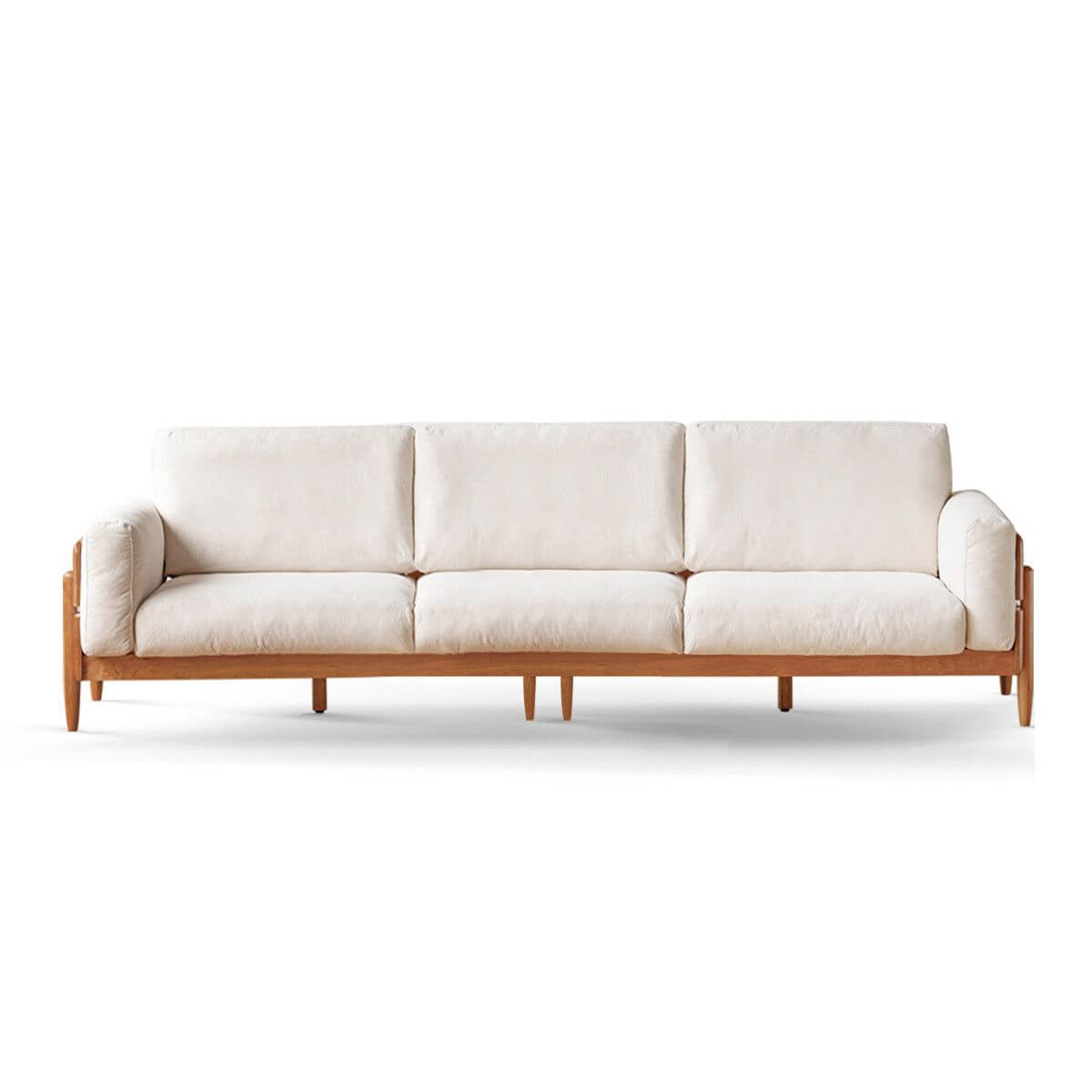 Minimalist 3-Seater Sofa in White, Olive Green & Sepia - Modern Solid Color Couch for Living Room, Lounge & Office