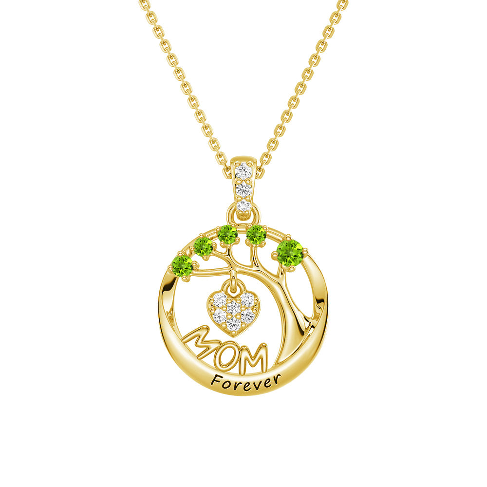 Personalized Birthstone Mom Necklace - Forever Tree of Life Pendant with Heart Charm | Meaningful Gift for Mother's Day, Birthday & Anniversary | Jewelry for Women
