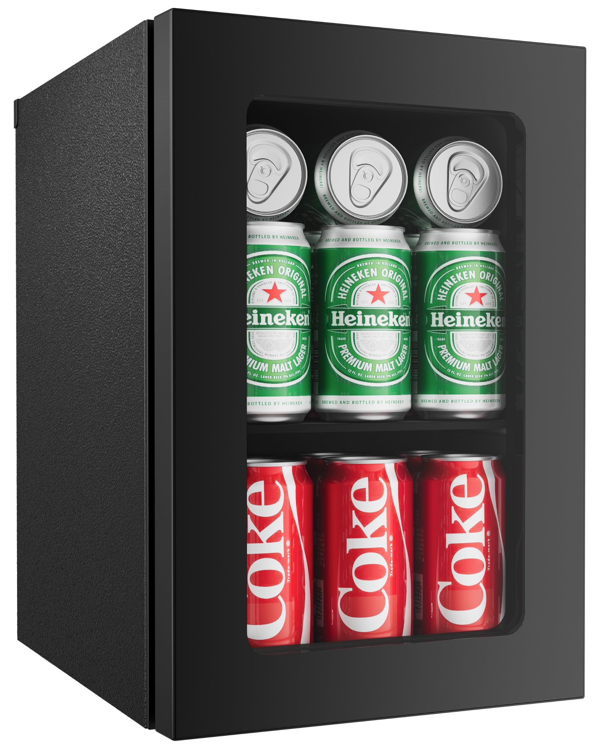 EUHOMY 6 Bottle & 6 Can Countertop Wine Cooler Refrigerator with Glass Door - 37°F-57°F Adjustable Temperature, Advanced Cooling Technology, Removable Shelves for Home, Kitchen, Office | Perfect for Storing Wine, Beer, and Beverages in Small Spaces
