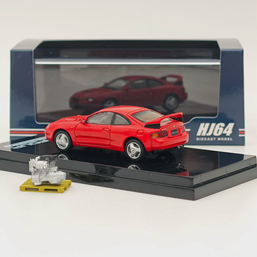1/64 Scale Toyota Celica GT-Four ST205 WRC Edition Diecast Model Car - Red Collectible with Detailed Engine - Perfect for Car Enthusiasts & Toy Collectors - Great Gift for Racing Fans & Display in Home/Office Collections