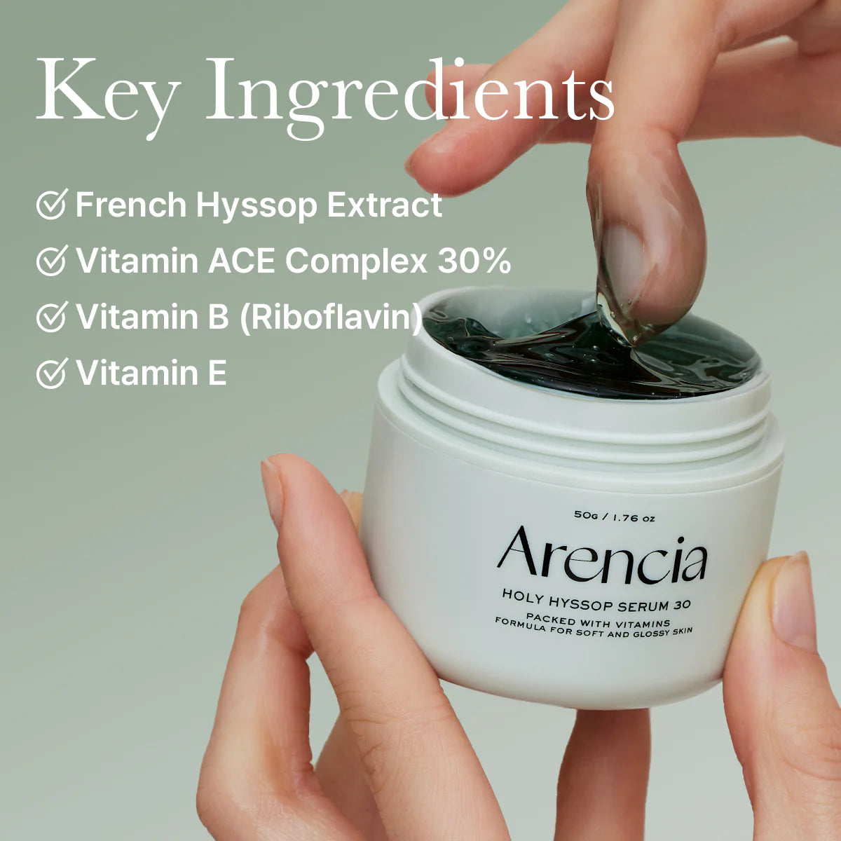 Arencia Holy Hyssop Serum - 30ml / 50g - Organic Anti-Aging Face Serum with Hyaluronic Acid - Hydrating & Brightening Skincare for Women - Perfect for Night Routine & Dry Skin Care