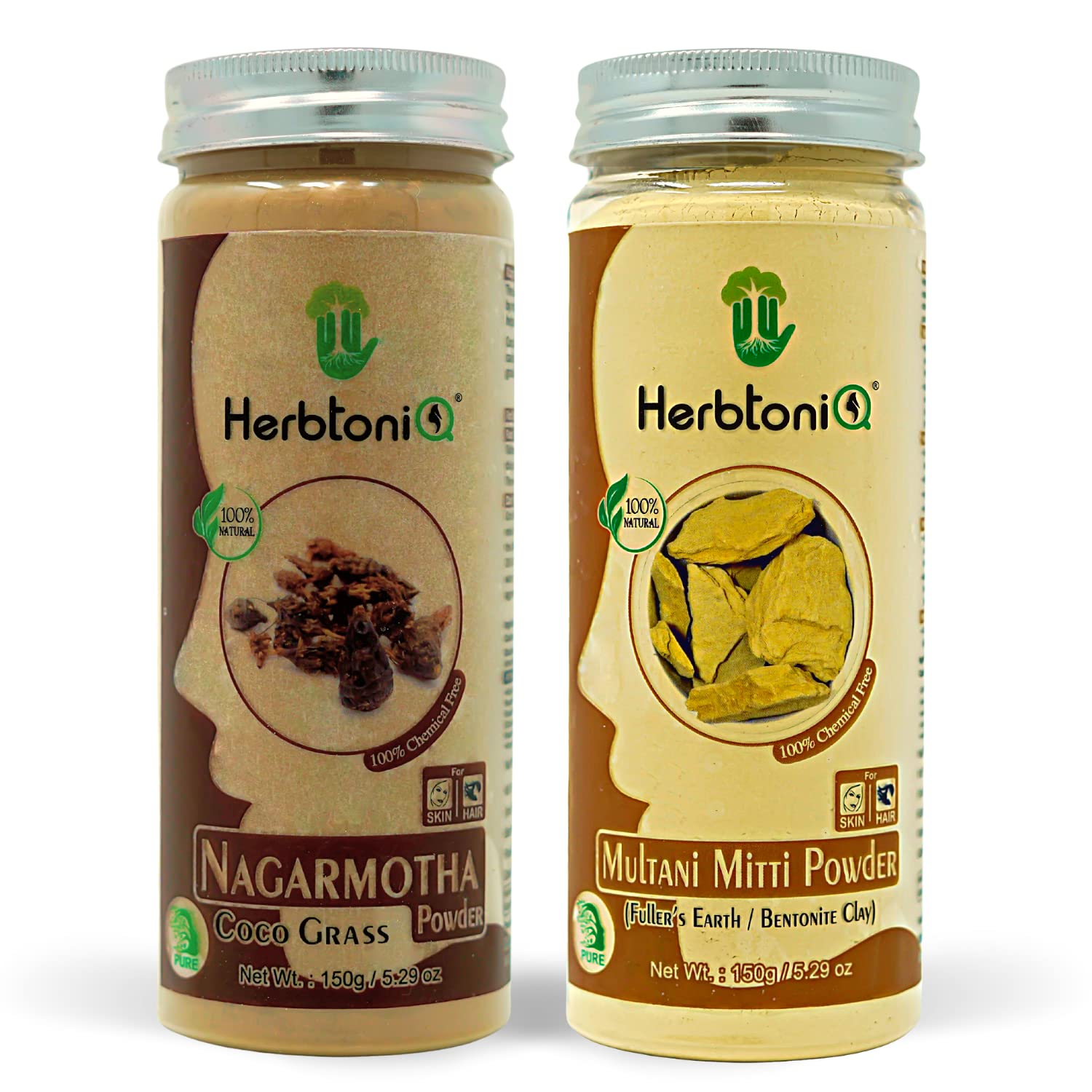 HerbtoniQ 100% Pure Nagarmotha & Multani Mitti Powder - Natural DIY Face Mask, Hair & Body Care (300g) for Glowing Skin & Healthy Hair - Perfect for Spa Day & Home Beauty Treatments