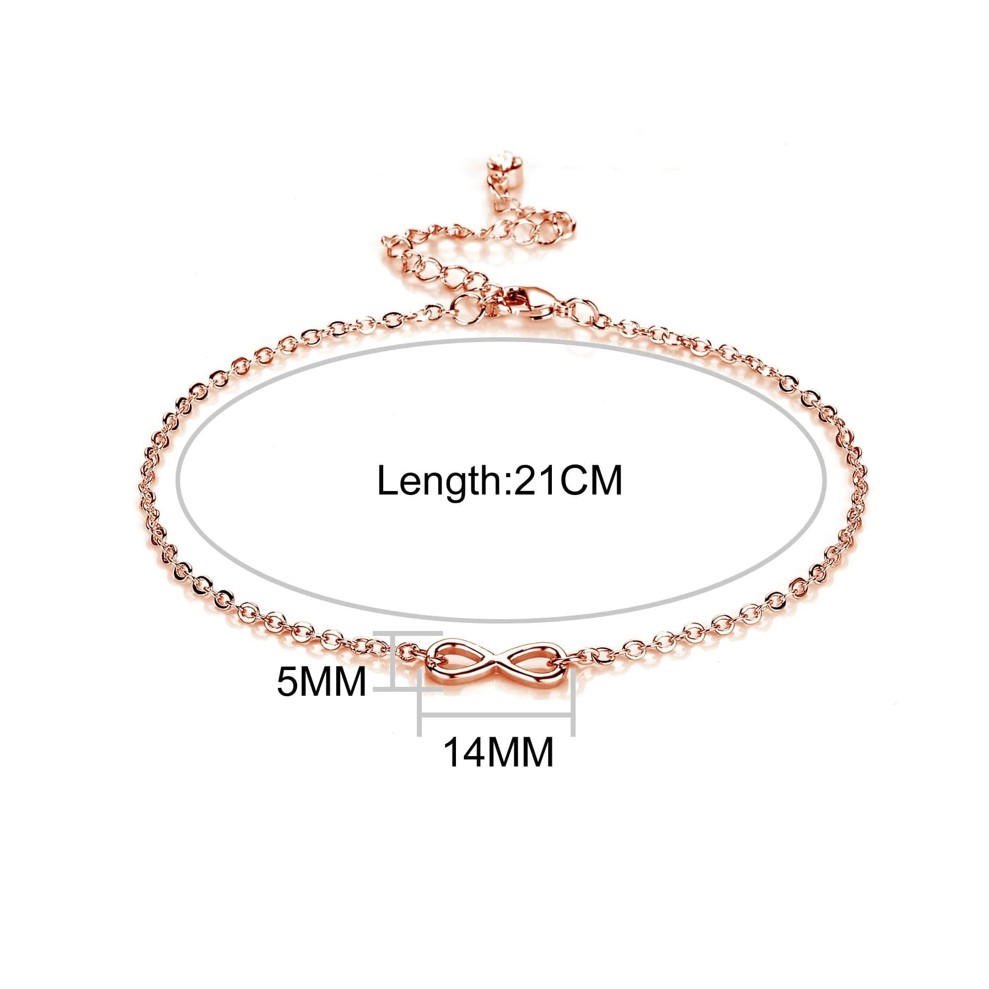 Rose Gold Plated Infinity Anklet with Zircondia® Crystals for Women - Elegant Everyday Jewelry