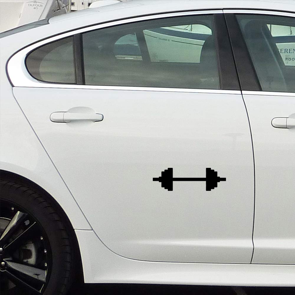 ANGDEST Barbell Silhouette Vinyl Decals (Black, Set of 2) - Waterproof Stickers for Laptop, Phone, Helmet, Car, Mug & Home Decor - Perfect for Gym Lovers & Fitness Enthusiasts