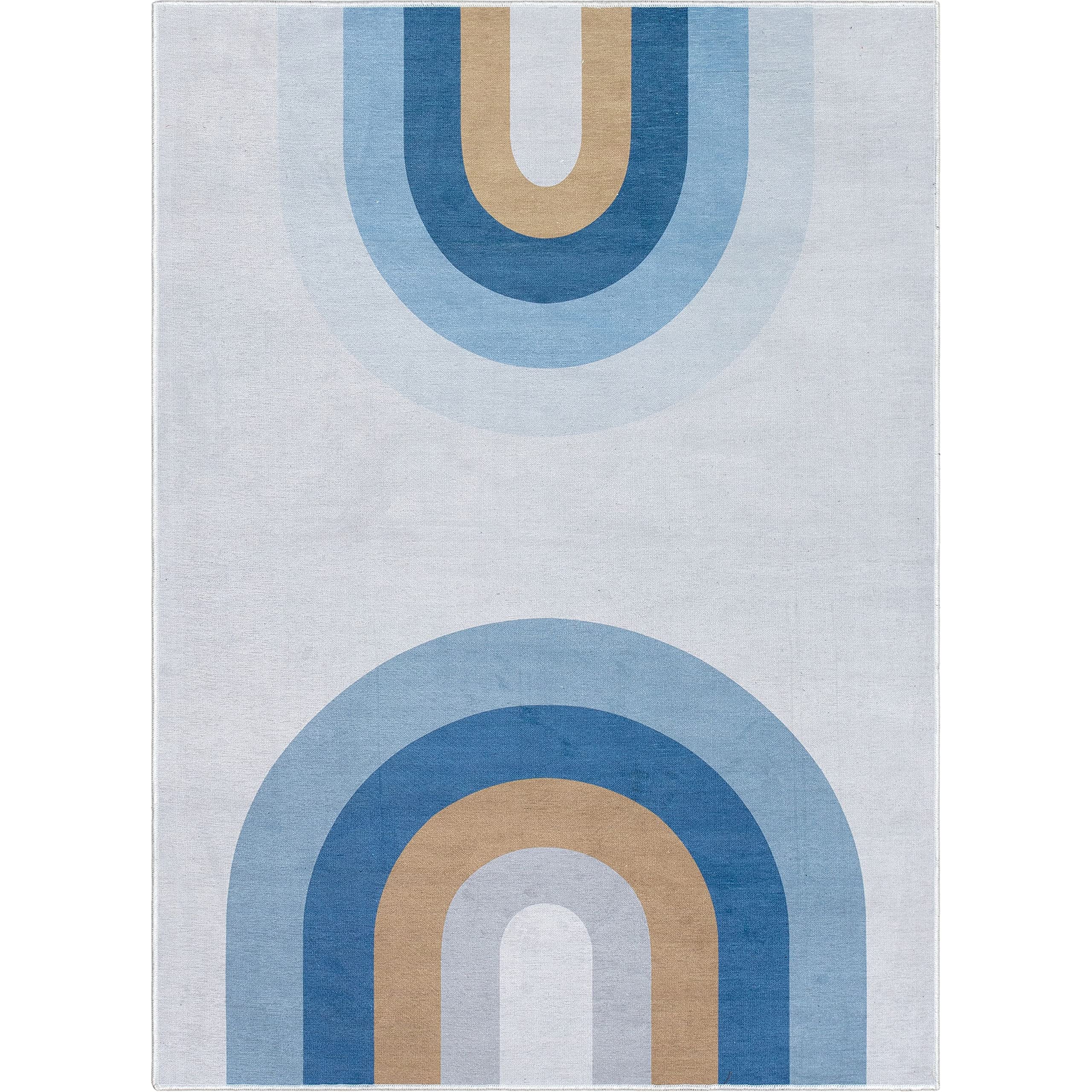 Well Woven Kids Rugs Twilight Rainbow 6' x 9' Blue Modern Printed Machine Washable Area Rug - Soft Playroom Carpet for Nursery, Bedroom & Daycare (Easy Clean Non-Slip Floor Mat)