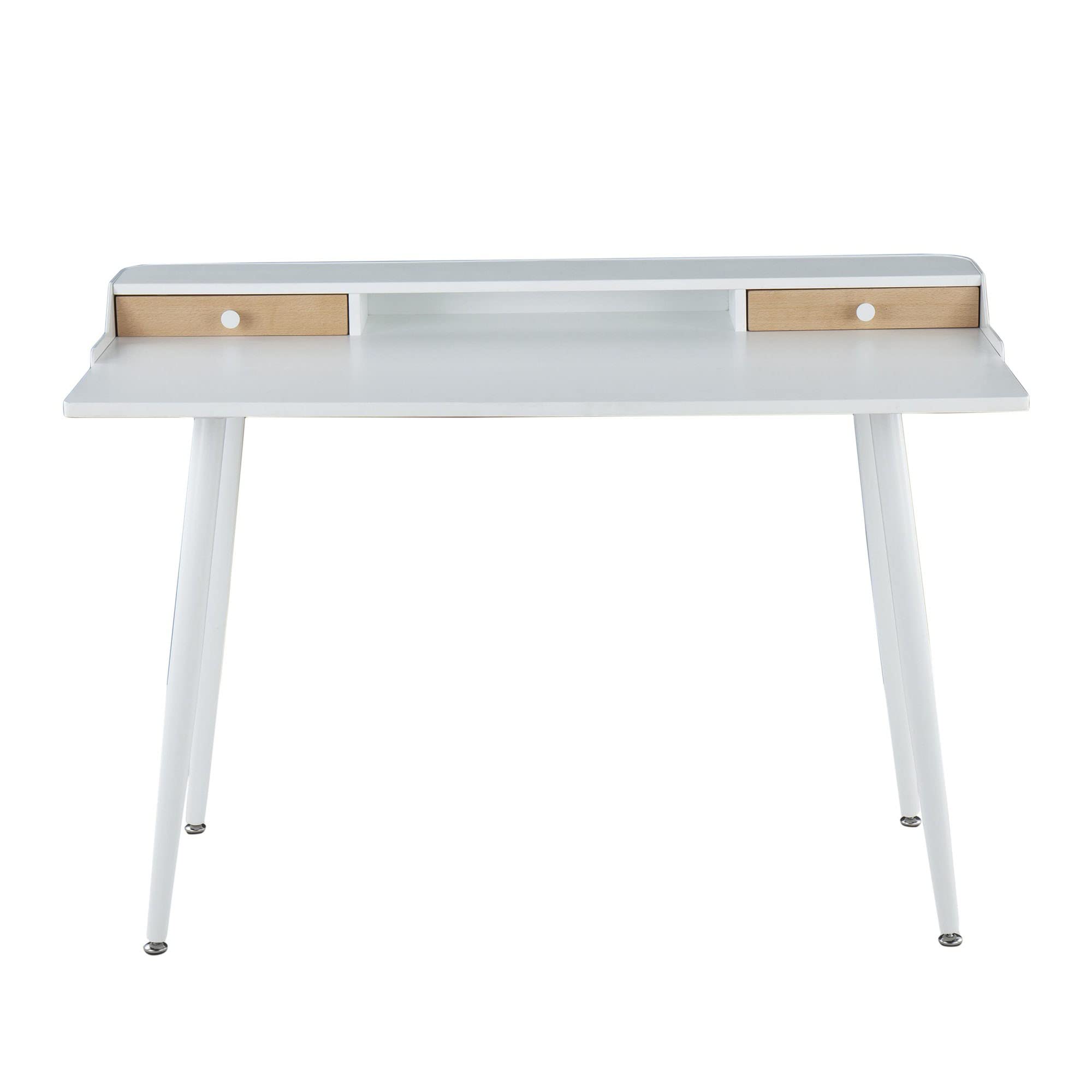 LumiSource Harvey Mid Century Modern Desk - Home Office & Gaming Computer Desk with Drawers, Small Space Saving Workstation for Bedroom, Study or Dorm Room - Perfect for Remote Work, Online Classes & PC Gaming Setup