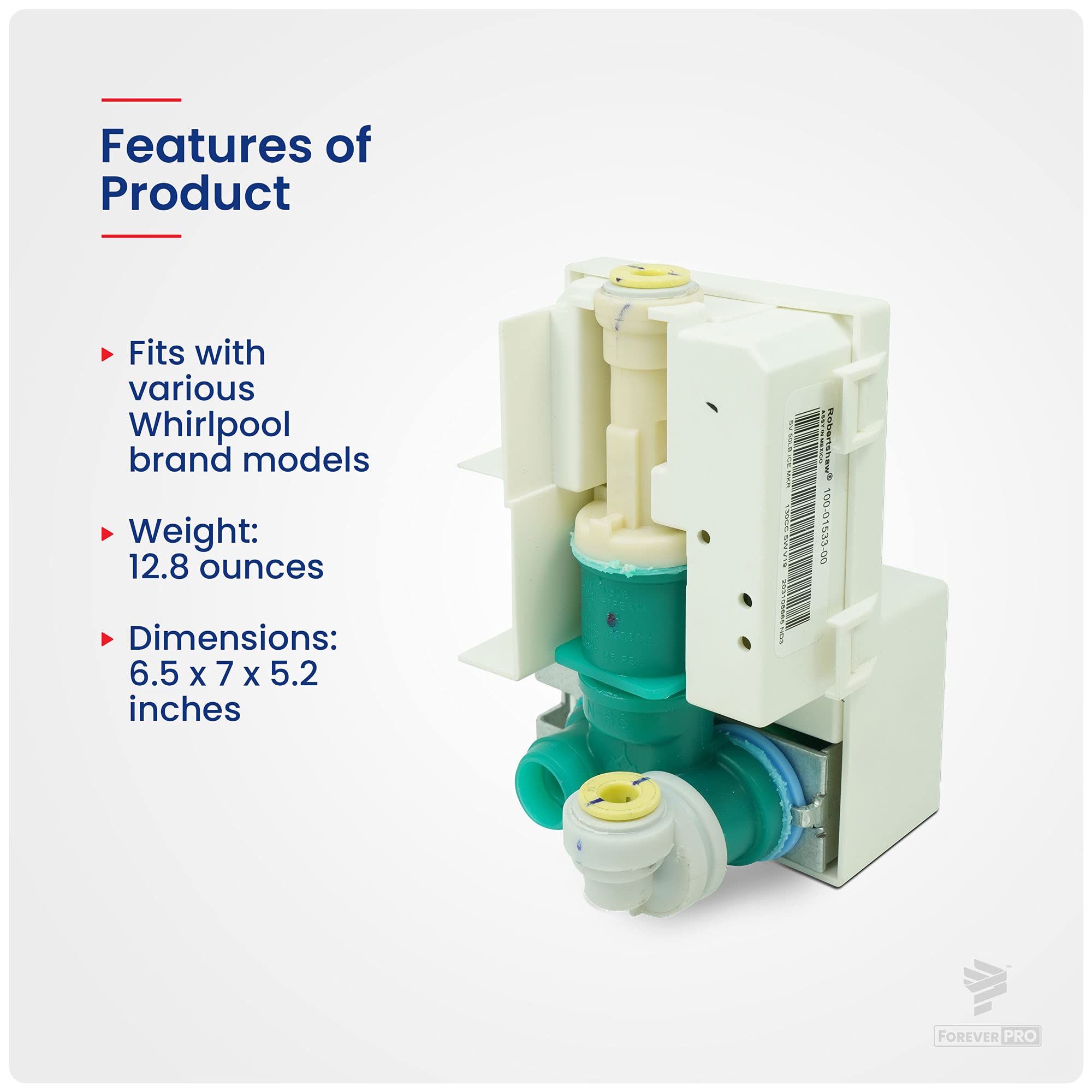 ForeverPRO W10217917 Replacement Valve for Whirlpool Ice Maker - Compatible with W10159841, 2313741, 1469050, AH2342262 Models - Perfect for Kitchen Refrigerator Repair & Maintenance