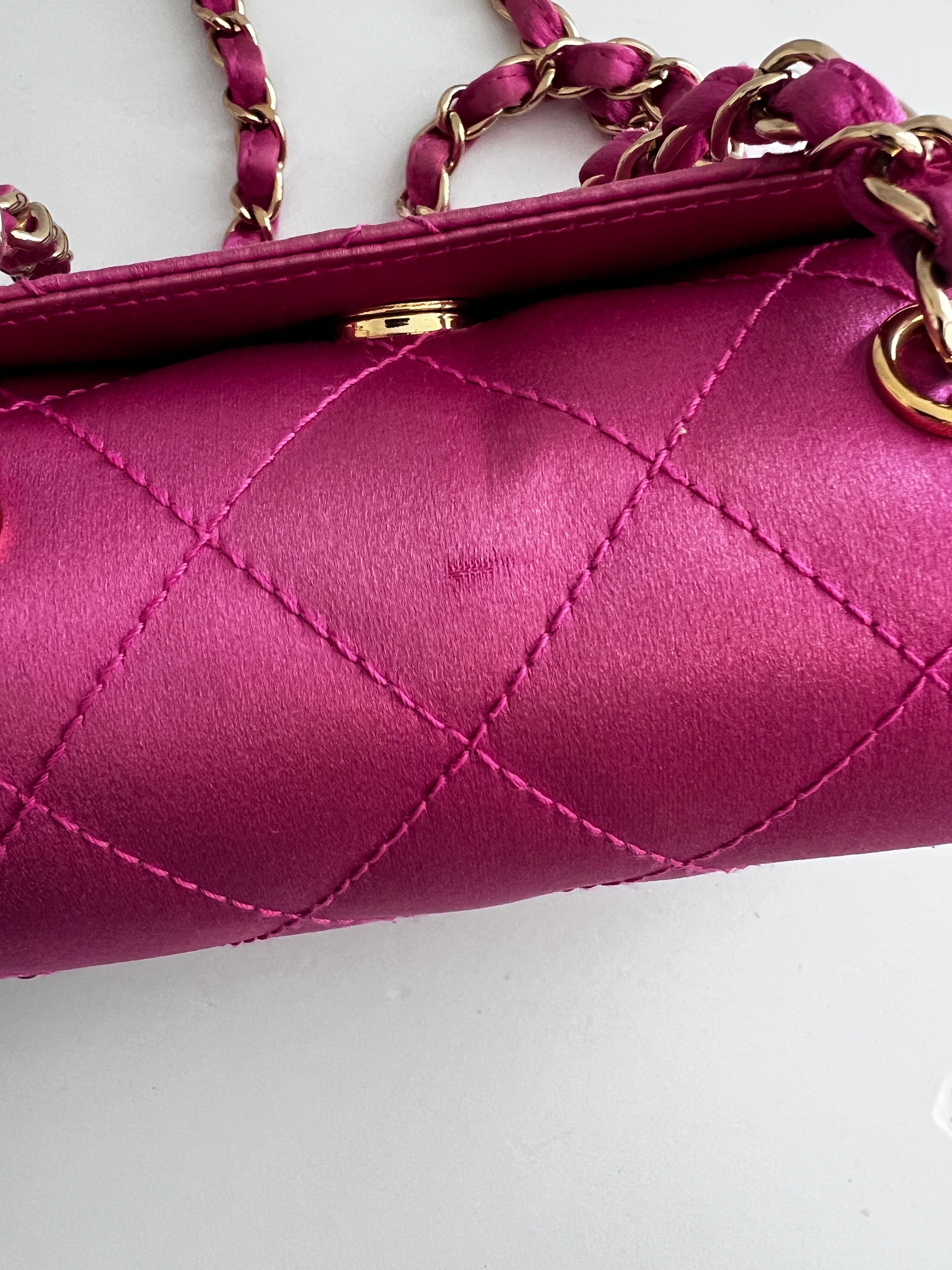 Vintage Chanel Pink Satin Mini Bag - Luxury Crossbody Purse for Women, Elegant Evening Clutch, Perfect for Parties, Weddings & Special Occasions