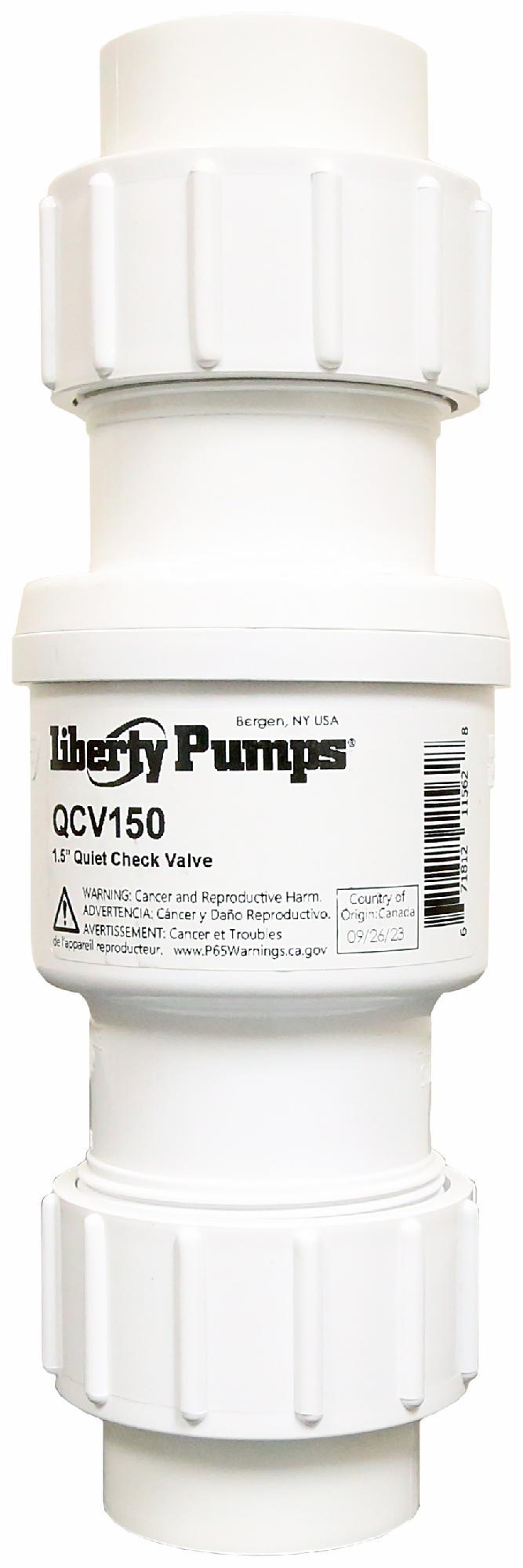 1-1/2 Inch Quiet Check Valve HD QCV150 by Liberty Pumps - Prevents Backflow in Sump Pumps, Sewage Systems & Water Treatment Applications