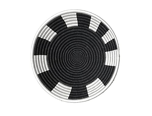 Handwoven African Basket from Rwanda - Black & White Woven Storage Basket (10
