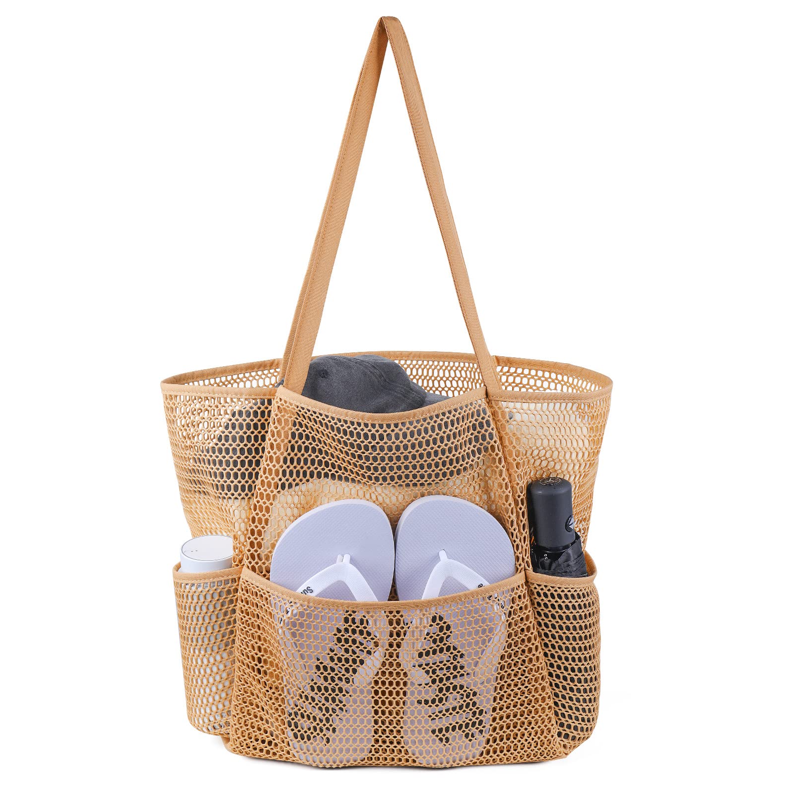 VADOO Mesh Beach Tote Bag for Women - Large Mesh Shoulder Handbag for Swimming, Picnic, Vacation, and Outdoor Adventures