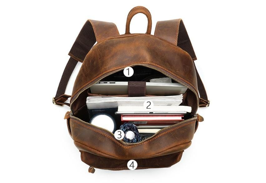 Durable Brown Leather High School Backpack for Teen Boys & Girls - Stylish Laptop Bookbag for School, College & Travel