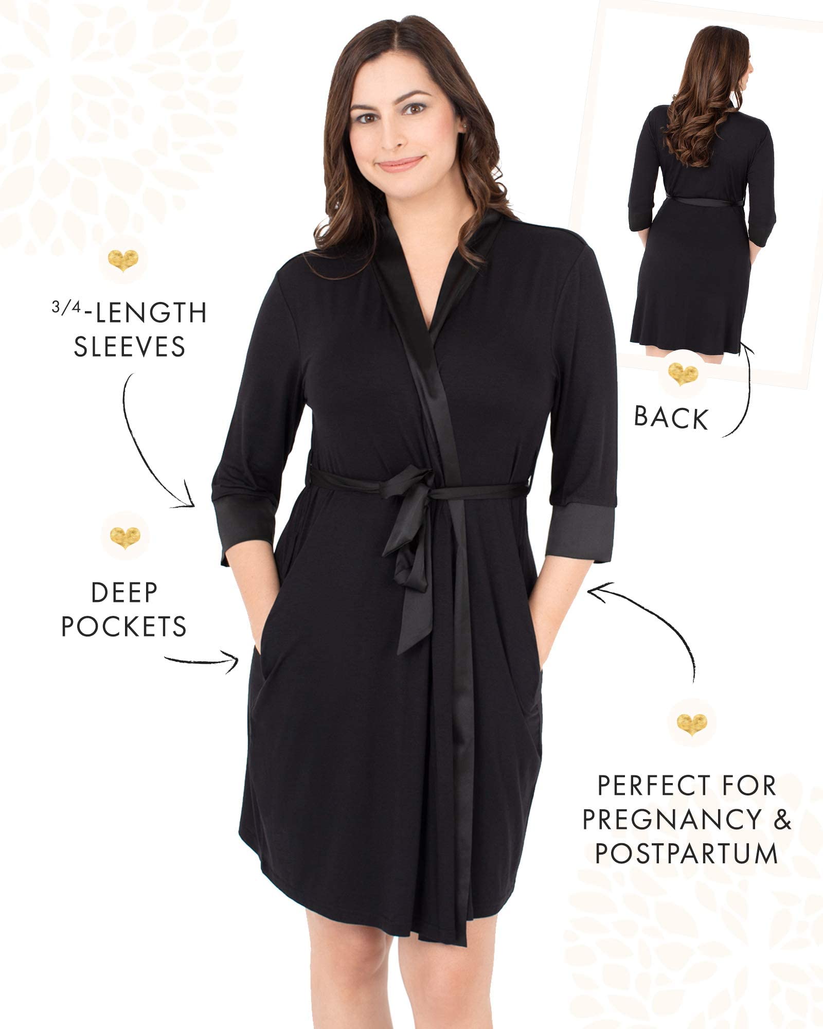 Kindred Bravely Everyday Maternity Joggers & Emmaline Maternity Nursing Robe Bundle - Black, Large/X-Large - Comfortable Pregnancy & Postpartum Lounge Wear for Relaxing at Home