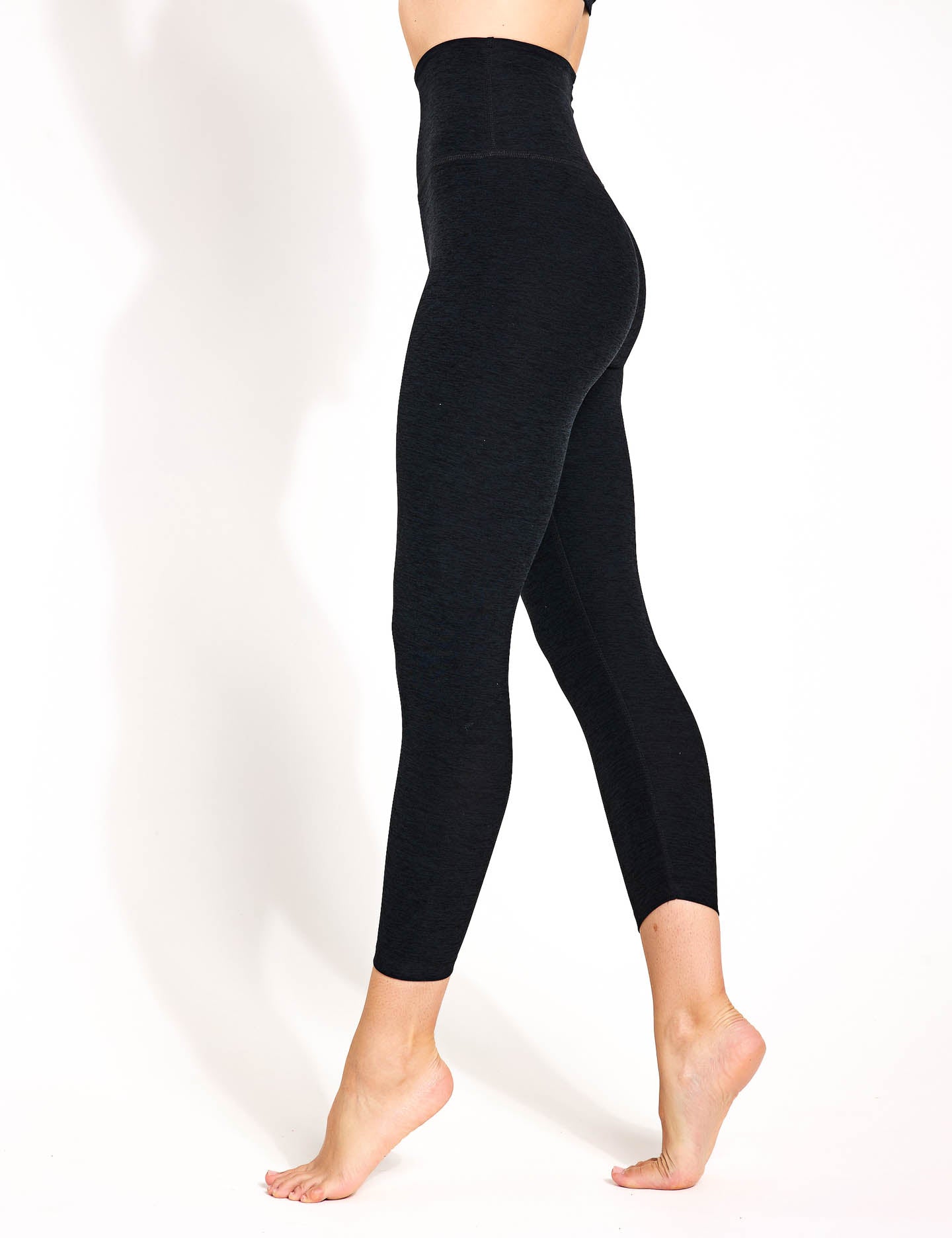 Spacedye High Waisted Capri Leggings for Women - Darkest Night Color | Comfortable Workout Yoga Pants for Walking, Running & Lounge Wear