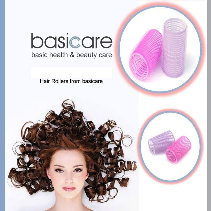 Basicare Self-Holding Hair Rollers Set - Large Size Salon Quality Hair Curlers for DIY Styling & Professional Use (Pack of 4) | Perfect for Beach Waves, Volume Boost & Home Hairdressing