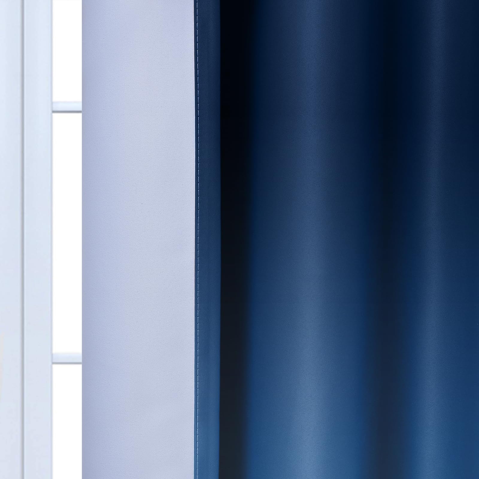 Yakamok Ombre Blackout Curtains - Light Blocking Grommet Window Drapes for Bedroom, Gradient Room Darkening Curtain Panels (Blue & Greyish White, 52x96 Inches, 2 Panels) - Perfect for Nursery, Living Room & Home Theater