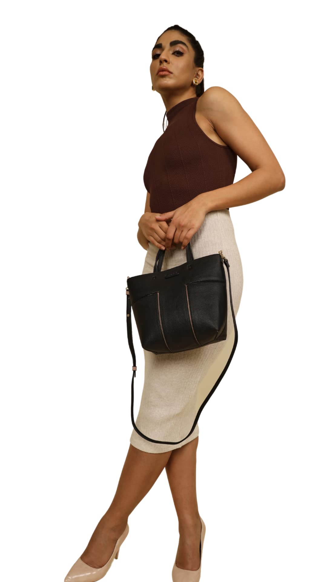 Eco-Friendly Vegan Tote Bag for Women - Faux Leather Large Capacity Shoulder Handbag | Perfect for Work, Travel & Shopping (Black)