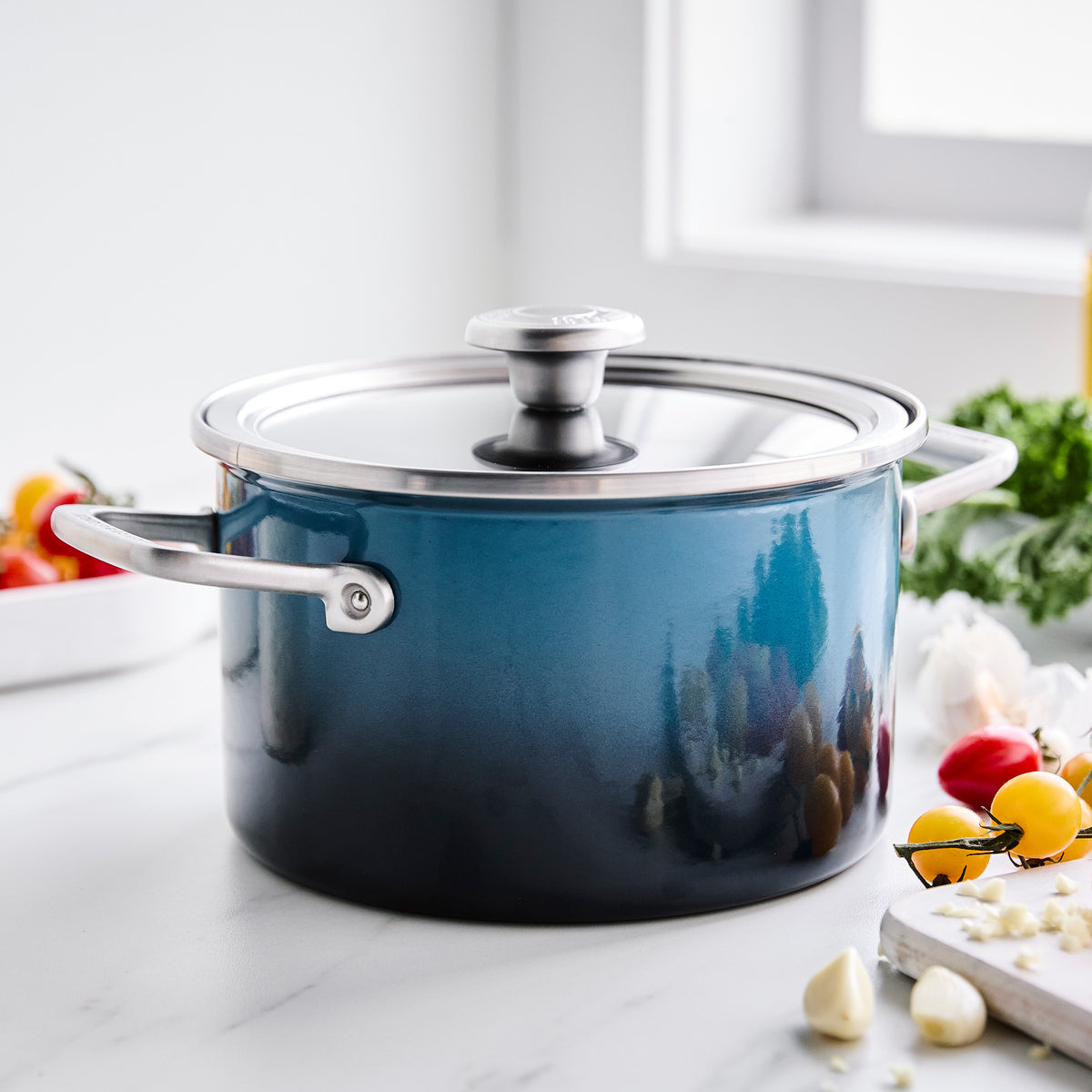 Premium Merten & Storck 4 Quart Enameled Steel Stockpot with Lid - Aegean Teal Blue | Heavy Duty Cooking Pot for Soups, Stews & Pasta | Stovetop & Oven Safe