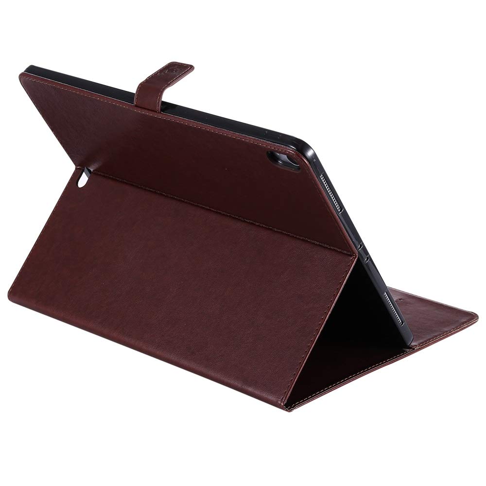 Premium PU Leather Tablet Case for iPad Pro 12.9 Inch (3rd Gen 2018) - Tree Cat Embossed Flip Stand Cover with Card Slot - Brown | Perfect for Work, Travel & Home Use