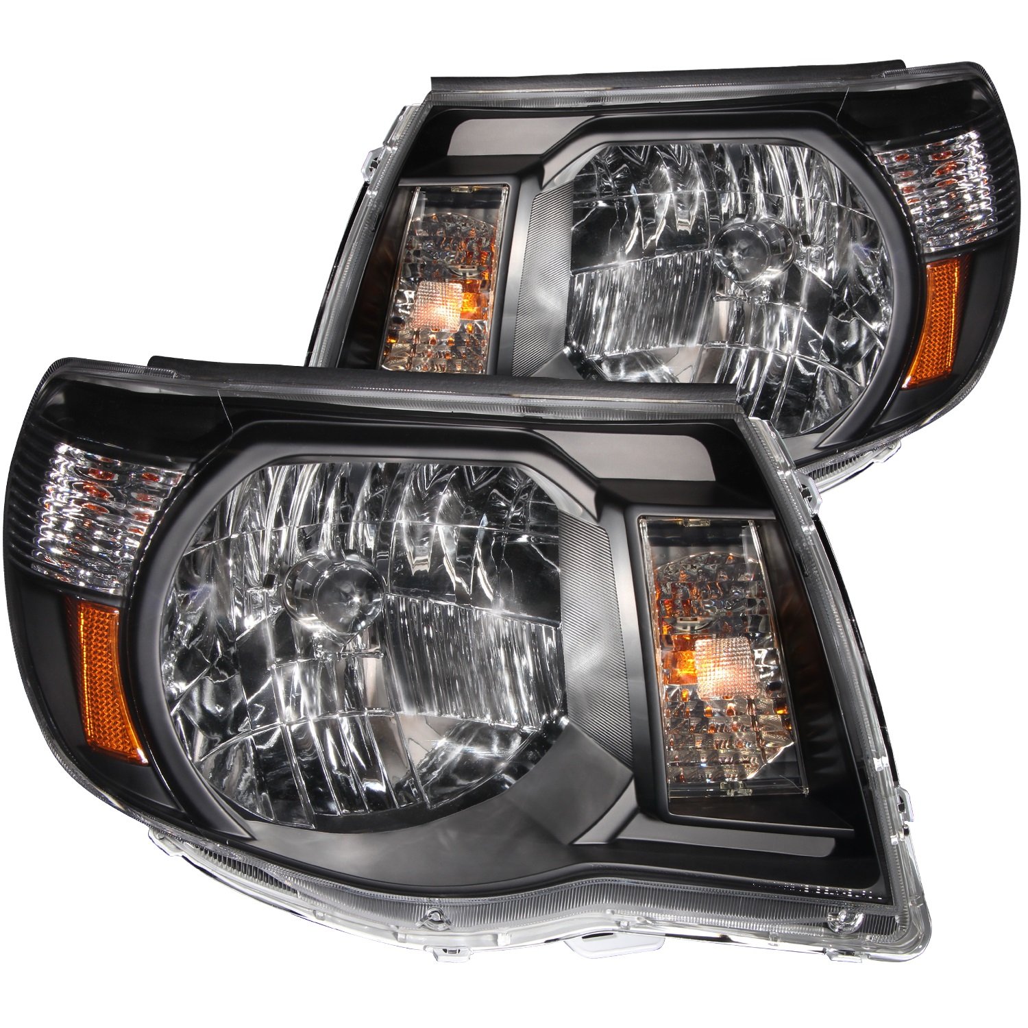 Anzo USA 121191 Toyota Tacoma Black Headlight Assembly with Amber Reflectors - Pair (Left & Right) - Perfect for Off-Roading, Night Driving & Vehicle Customization