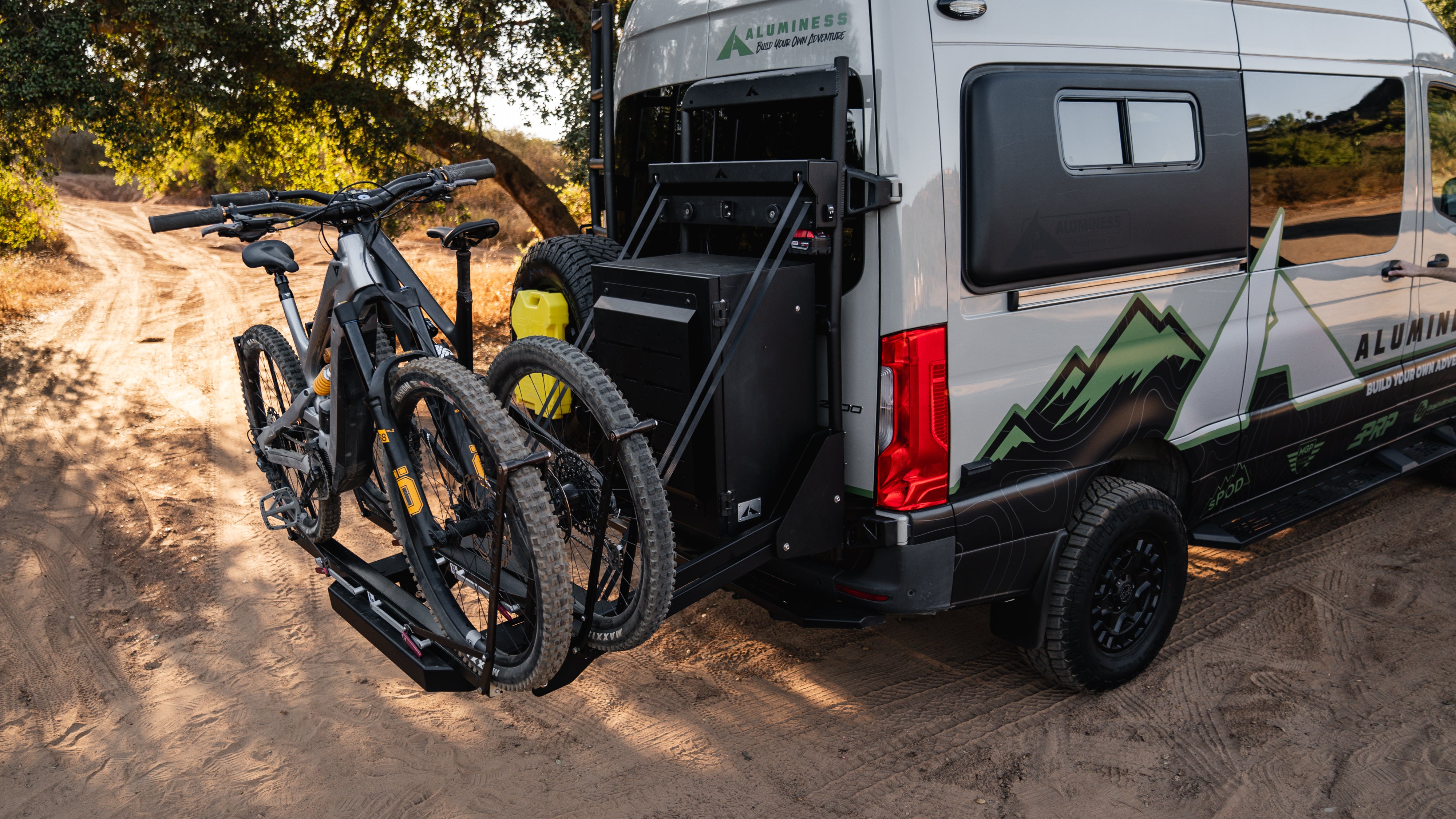 Aluminess 2019+ Mercedes Sprinter PowerLift Bike Rack - Heavy Duty Motorcycle Carrier for Sprinter Vans | Perfect for Adventure Travel & Off-Road Camping