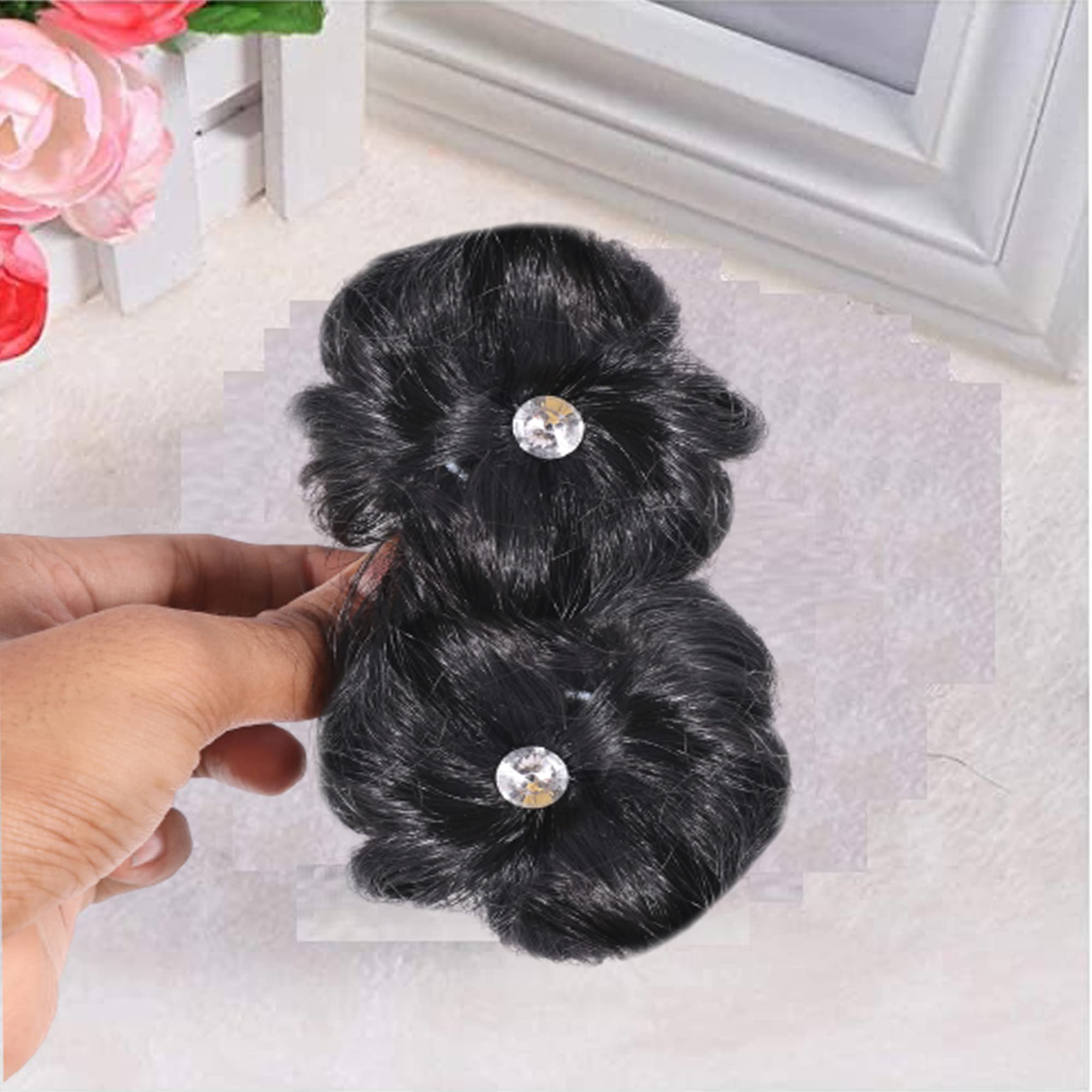 NAVMAV Claw Clip for Messy Bun - Wavy Curly Hair Clip for Ponytail & Updo - Hair Extensions for Women (Black, 13