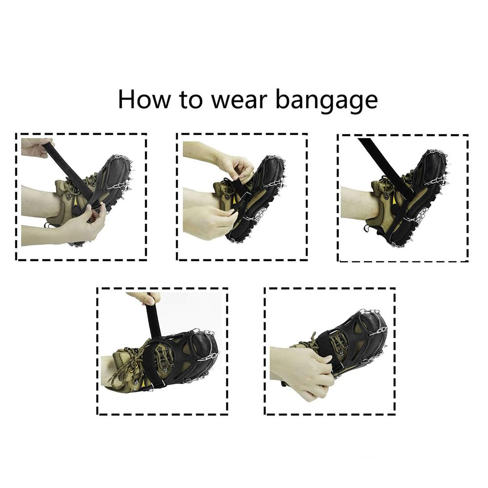 Lixada Stainless Steel Ice Claws - 26-Tooth Anti-Slip Shoe Grips for Outdoor Ice & Snow Climbing - Perfect for Hiking, Mountaineering, and Winter Sports Safety Gear