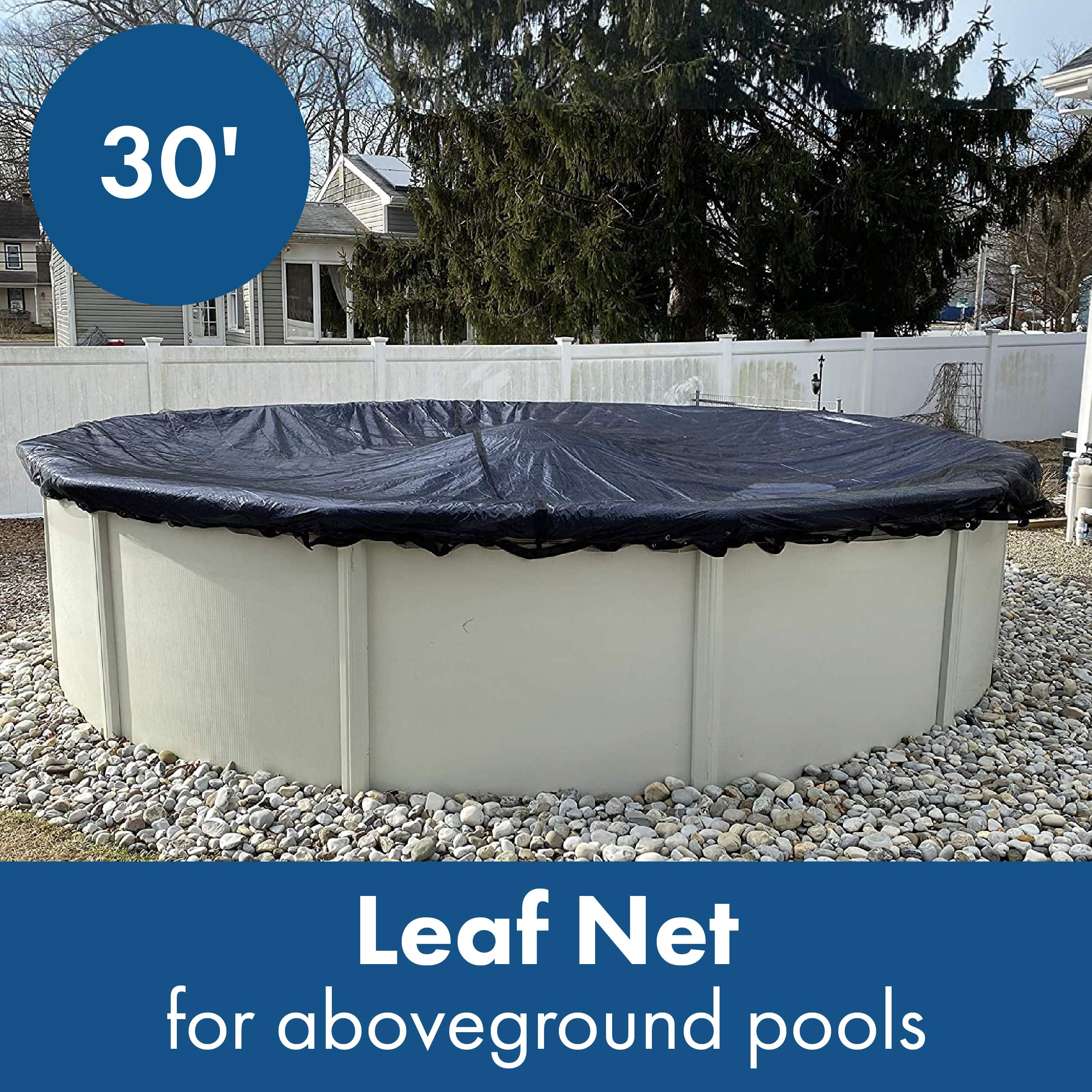 Durable 30ft Round Pool Leaf Net Cover for Above Ground Pools - Heavy Duty Woven Polyethylene with Reinforced Edges - Lightweight & Easy to Install/Remove - Perfect for Fall Leaf Protection & Winter Pool Covers