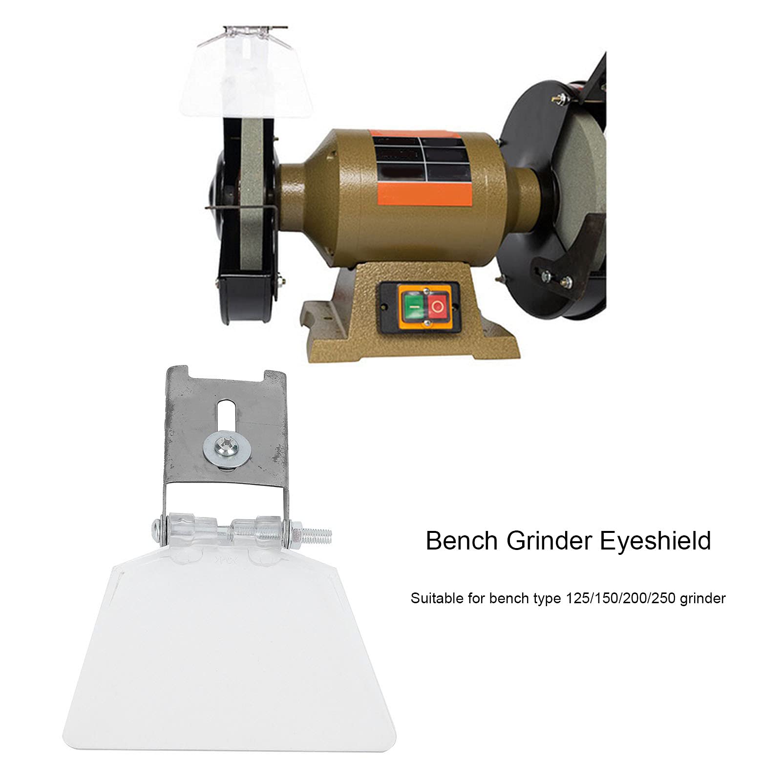 2Pcs Bench Grinder Eyeshield - 304 Stainless Steel Safety Shield for 125/150/200/250mm Bench Grinders - Durable Metal Eye Protection for Workshop & DIY Projects