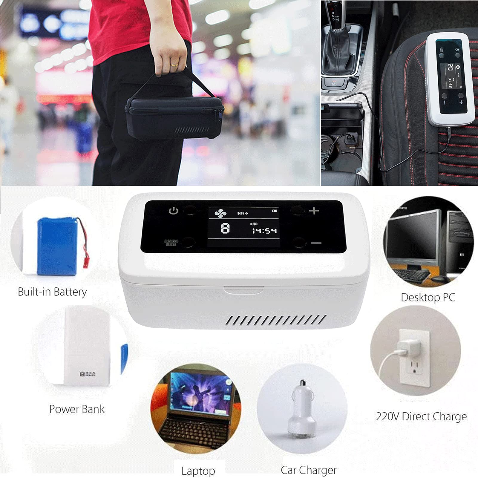 Portable Insulin Cooler Refrigerator - 2-8°C Temperature Control for Travel & Car Use, 8-Hour Battery Life, Diabetic Medicine Storage Case | Perfect for Traveling, Camping & Daily Medication Organization
