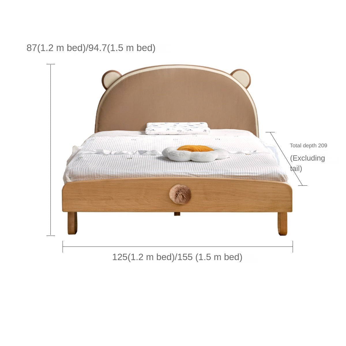 Solid Wood Bear Box Bed - Handcrafted from Premium Beech & Oak - Durable & Stylish Storage Solution for Kids' Rooms, Nurseries, and Cabin Decor