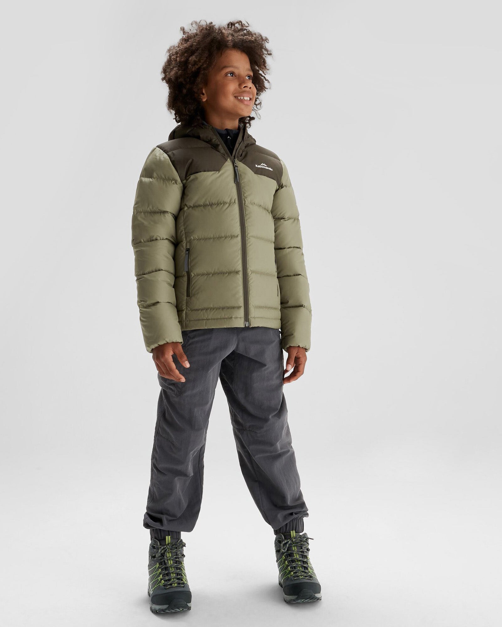 Boys' Epiq Down Jacket - Waterproof Winter Coat for Kids, Warm Puffer Jacket with Hood, Beech/Dark Moss - Perfect for Snow Play, Skiing & Outdoor Adventures