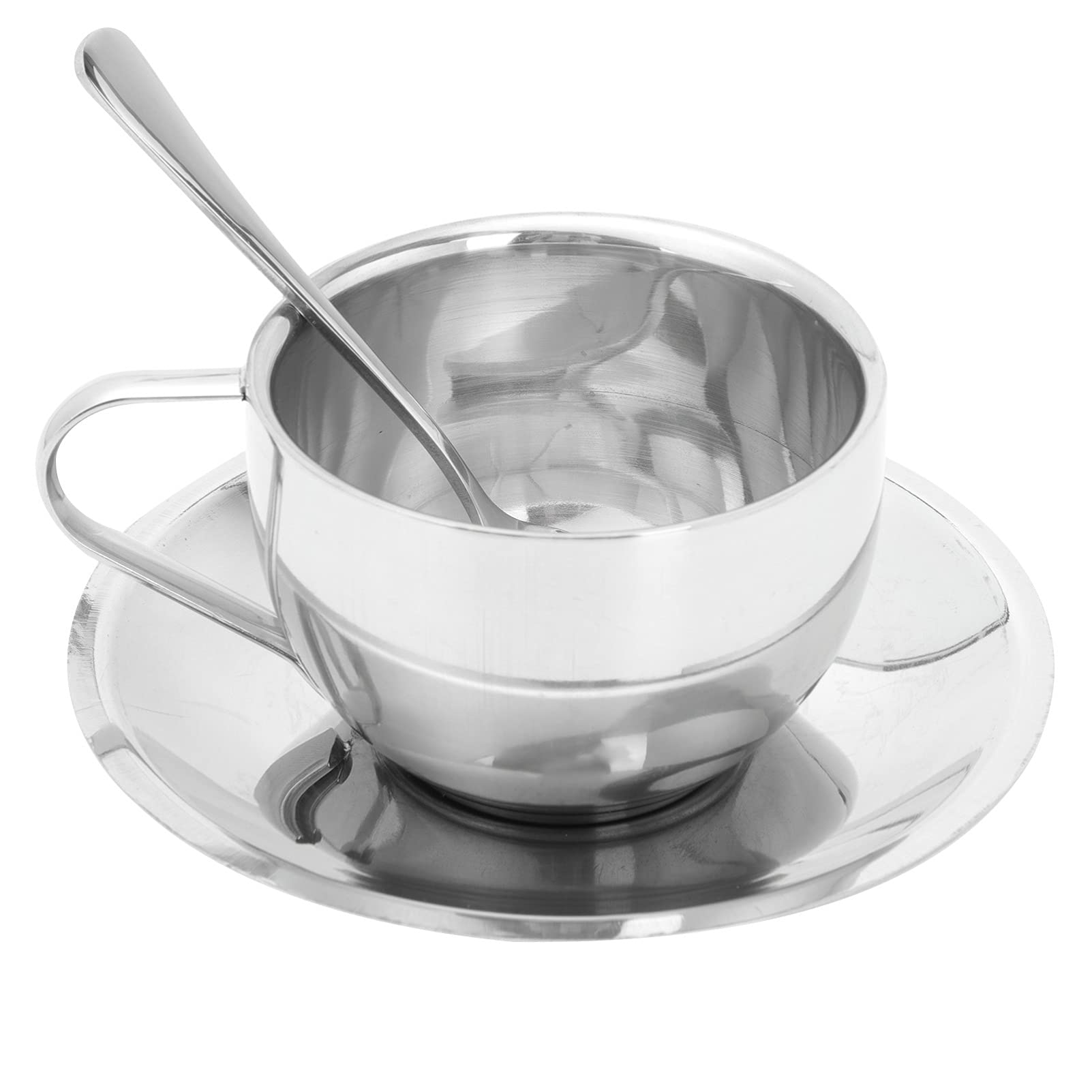 European Style Stainless Steel Coffee Mug Set - Elegant Tea Cups for Home & Cafe Use