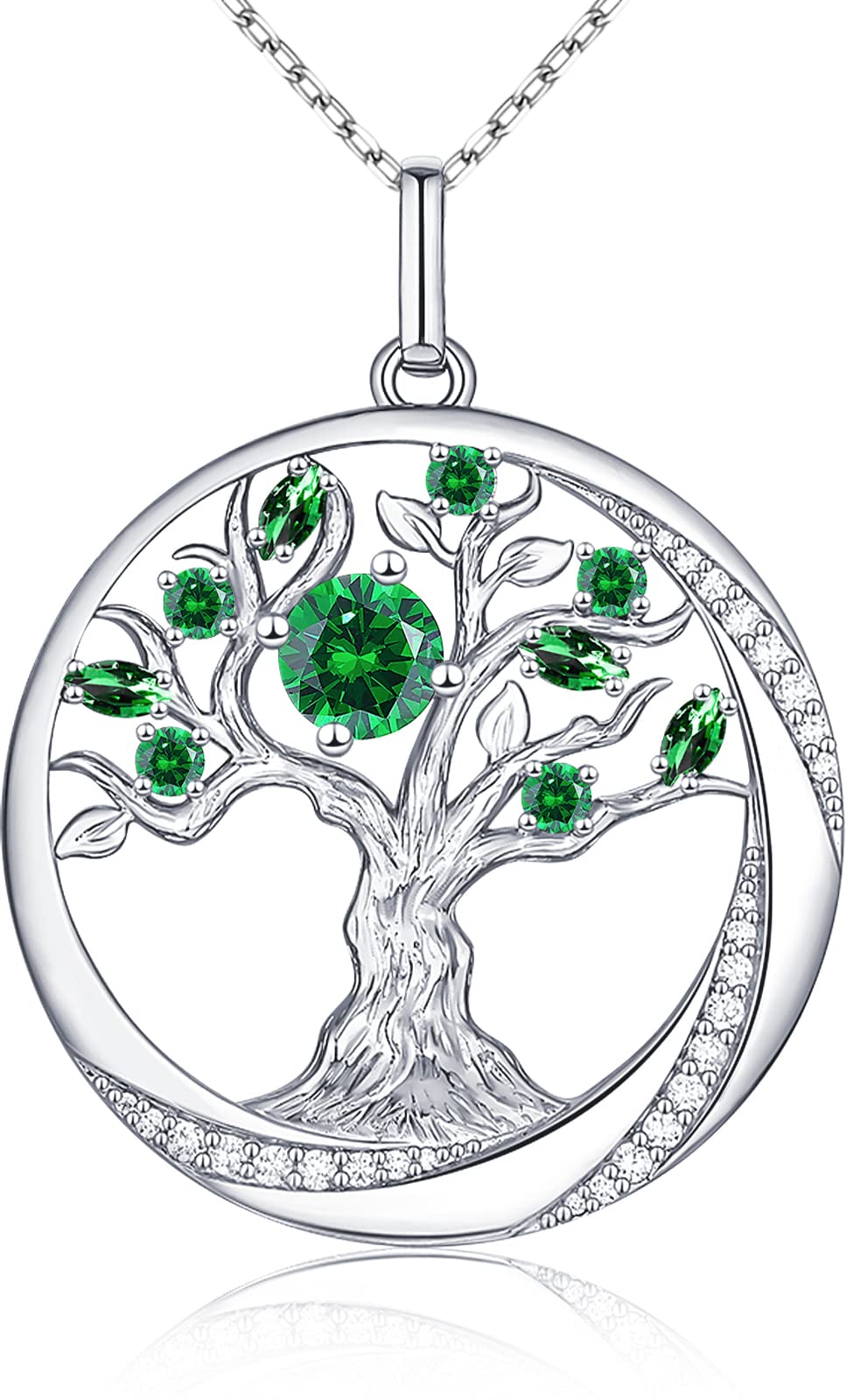 Sterling Silver Tree of Life Necklace for Women with Cubic Zirconia Birthstone - Elegant Jewelry Gift for Wife, Girlfriend, Mom - Perfect for Birthdays, Anniversaries & Special Occasions