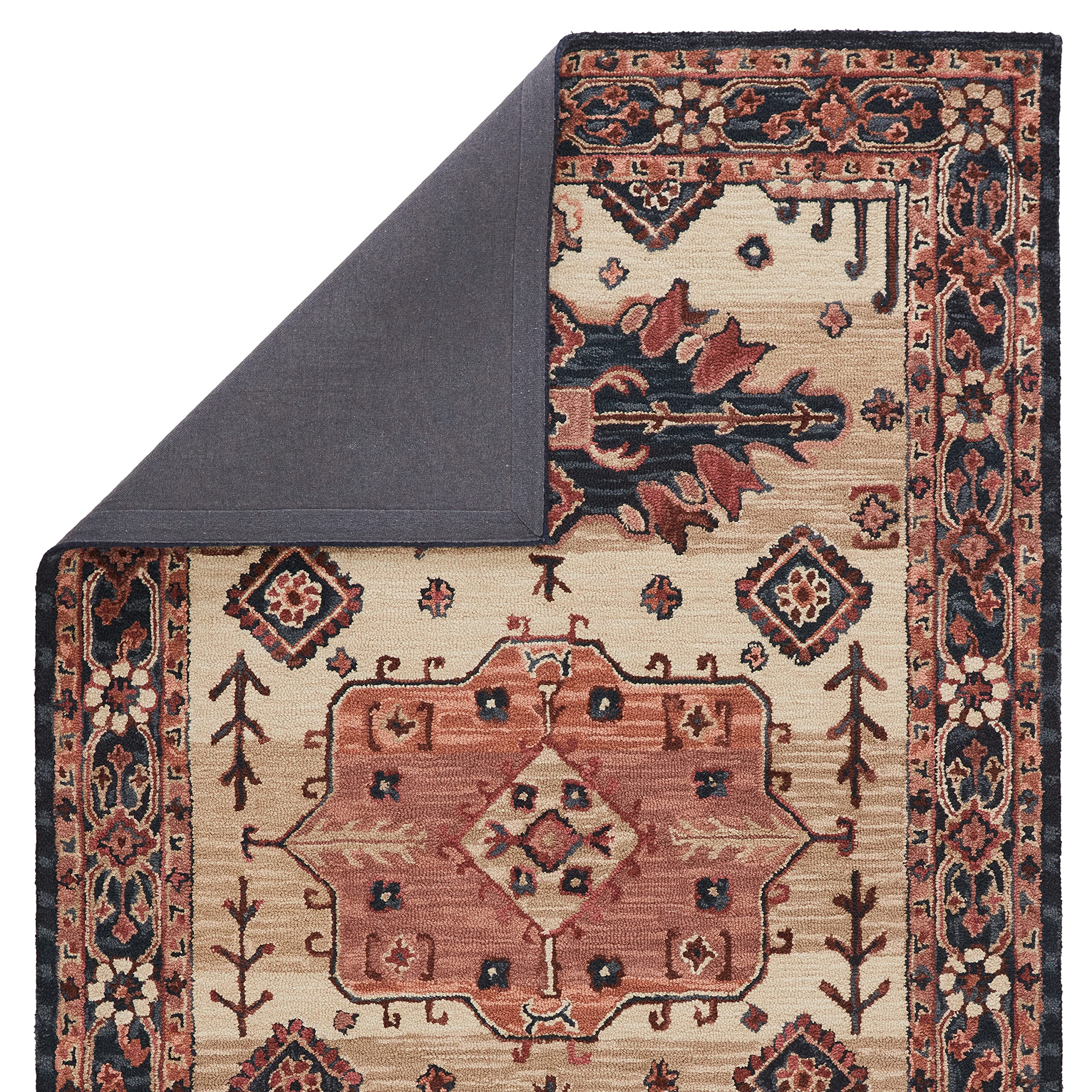 Jaipur Living Washable 5x8 Area Rug - Boho Chic Pink & Dark Blue Modern Rug | Perfect for Living Room, Bedroom & Dorm Decor
