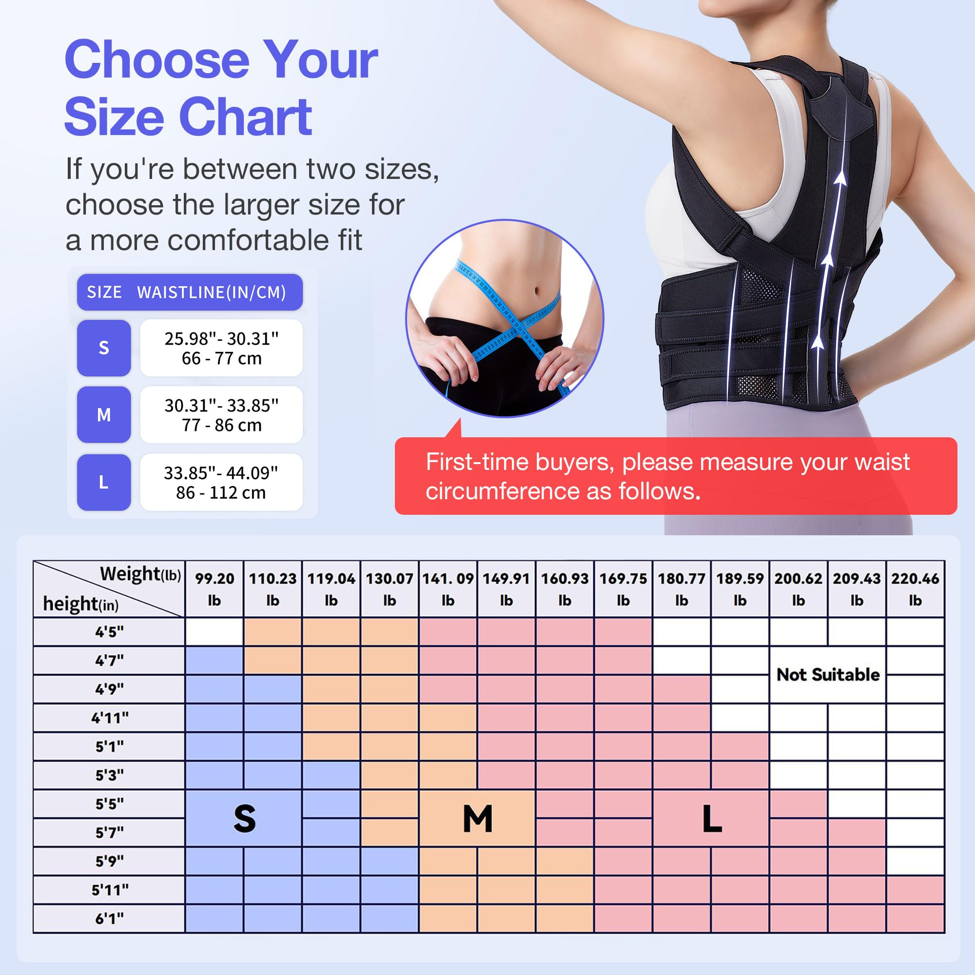 Posture Corrector for Women & Men - Adjustable Back Brace Support for Upper & Lower Back Pain Relief - Lumbar & Neck Shoulder Straightener - Improve Posture for Office, Driving & Daily Use