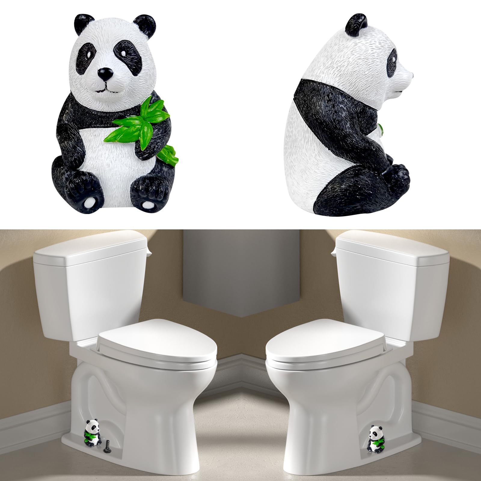Decorative Resin Toilet Bolt Caps - 2pcs Panda Set for Bathroom Rust Prevention (Easy Installation)