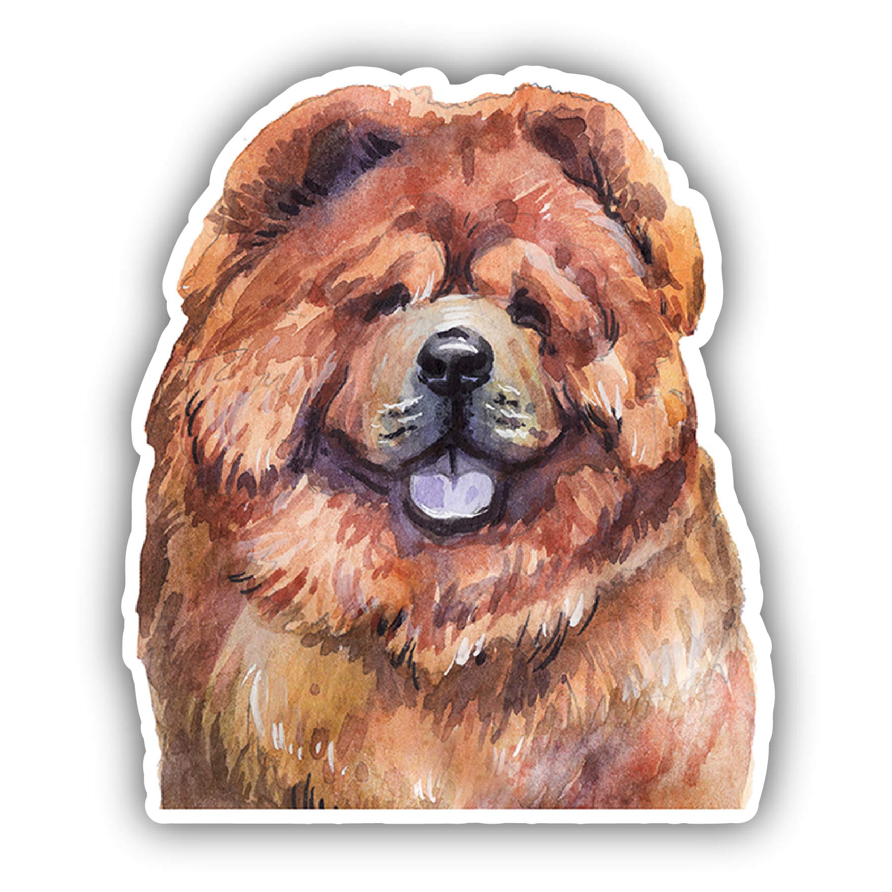 Chow Chow Dog Breed 6-Inch Watercolor Laser Cut Vinyl Decal Sticker 4-Pack - Perfect for Laptops, Water Bottles, Car Windows & DIY Crafts